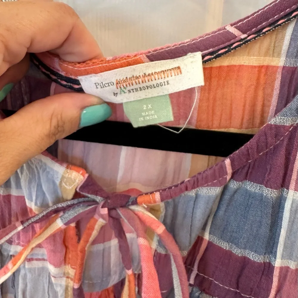 EUC Beautiful Plaid Sleeveless Tunic - Picture 4 of 5